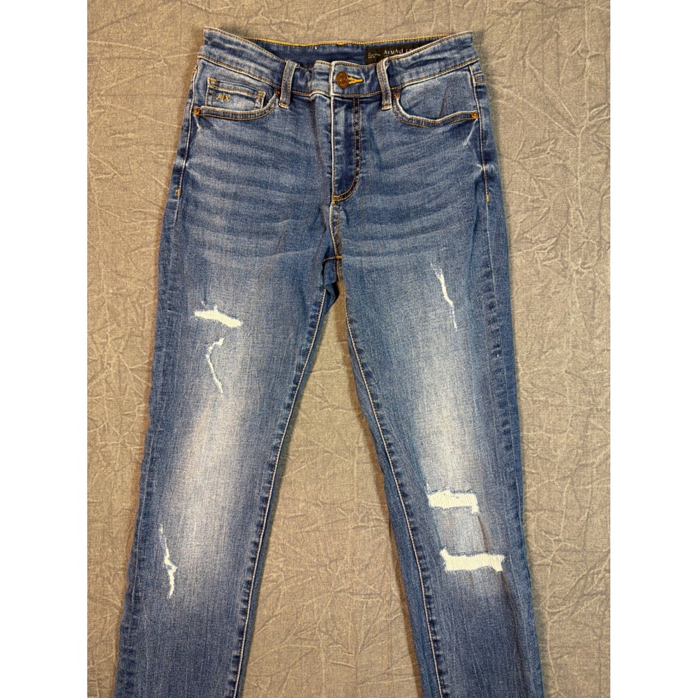 Armani Exchange J01 Super Skinny Distressed Blue Jeans Womens Size 26 6RYJ01 - Picture 3 of 11